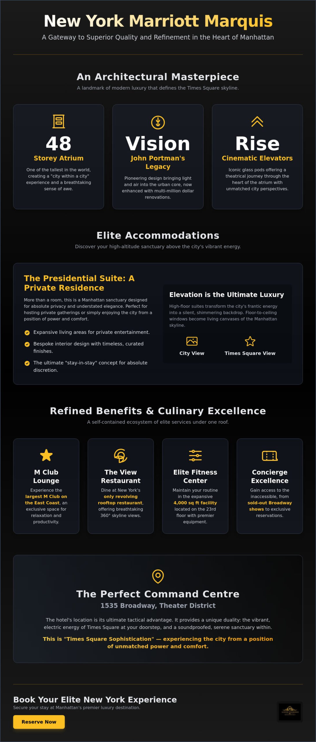 The New York Marriott Marquis Hotel: An Icon of Times Square Luxury